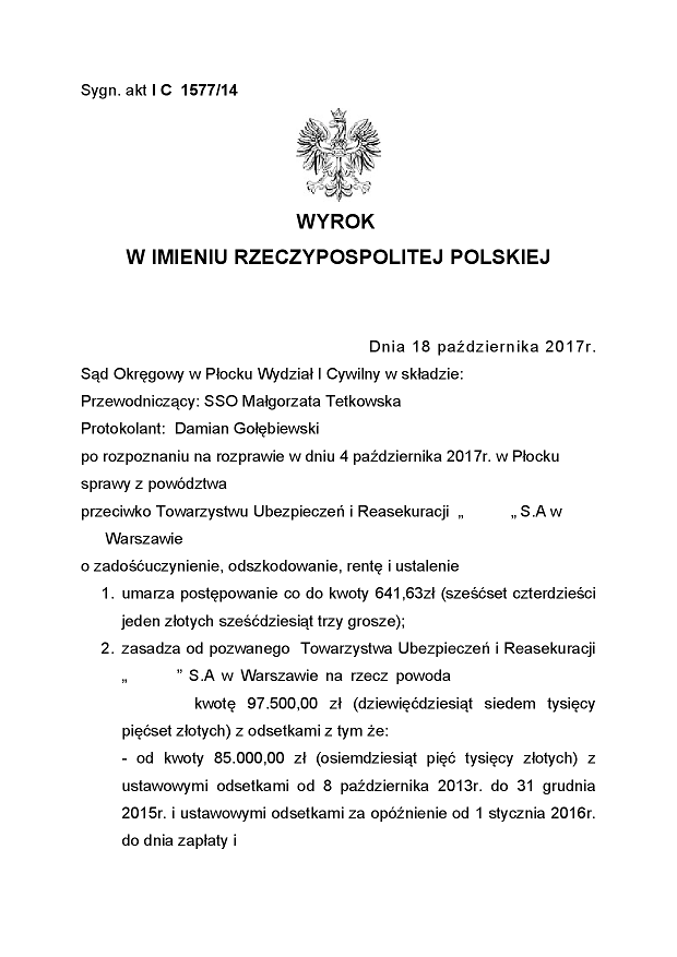 Wygrana odszkodowanie z OC