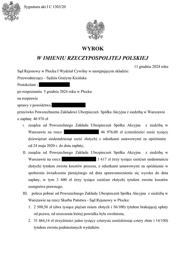 Zadośćuczynienie za obrażenia ciała